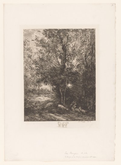 Wald mit ruhenden Ziegenhirten von Charles Francois Daubigny