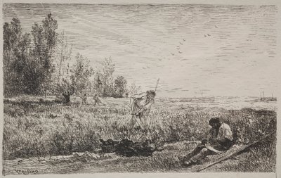 Heuernte, Originaldruck 1862, gedruckt 1921 von Charles Francois Daubigny