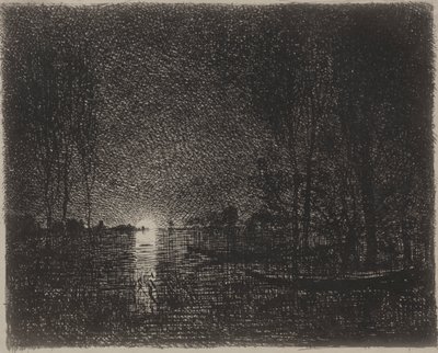 Nachtstück, Originaldruck 1862, gedruckt 1921 von Charles Francois Daubigny