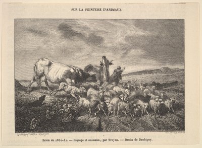 Salon de 1850-51, Landschaft und Tiere, von Troyon von Charles Francois Daubigny