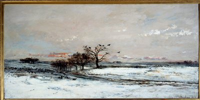 Schneelandschaft im Sonnenuntergang von Charles Francois Daubigny