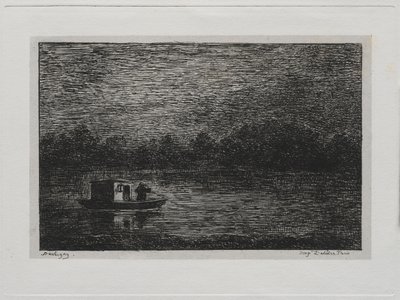 Die Bootsfahrt: Nachtfahrt oder Netzfischen zweite Version, 1861 von Charles Francois Daubigny