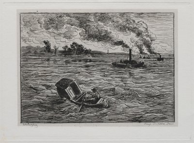 Die Bootsfahrt: Die Dampfschiffe oder Vorsicht vor den Dampfern von Charles Francois Daubigny