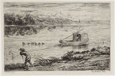 Der Schiffsjunge zieht die Leine von Charles Francois Daubigny