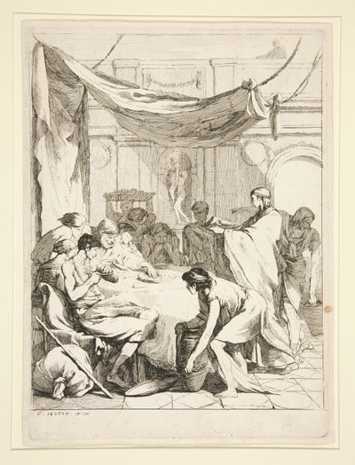 Die Hungrigen füttern, aus der Serie Sieben Werke der Barmherzigkeit von Charles Francois Hutin