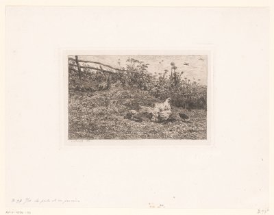 Huhn mit Küken von Charles François Daubigny (attributed to)