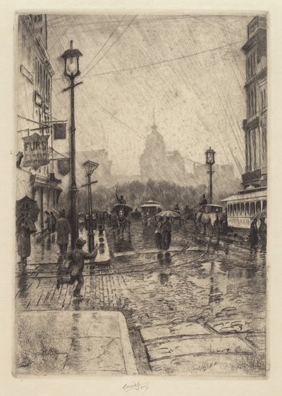 Regentag, Broadway, wahrscheinlich 1890 von Charles Frederick William Mielatz
