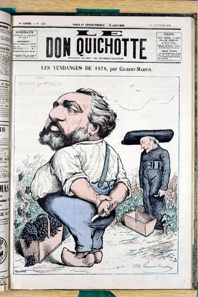 Titelblatt von „The Don Quixote“, Nummer 225, Satirisch in Farben von Charles Gilbert Martin