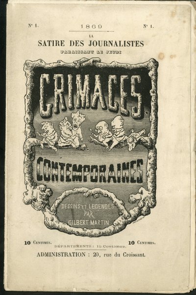 Illustration von Charles Gilbert-Martin (1839-1905) für das Titelblatt von Zeitgenössische Grimassen von Charles Gilbert Martin
