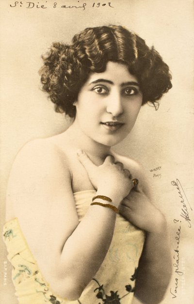 Alte Postkarte/Frau der Belle Époque von Augustus Kollner