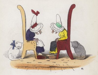 Zwei alte Frauen reden und schlafen dann ein von Charles Henry (after) Bennett
