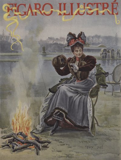 Im Eislaufclub. Titelbild von Le Figaro Illustre, Januar 1895 von Charles Henry Tenre