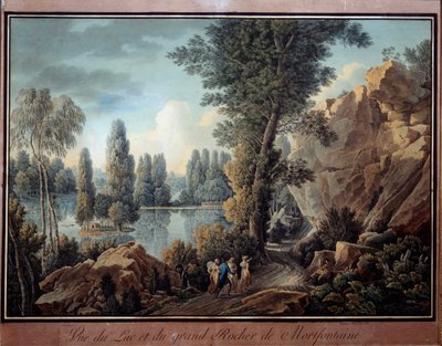 Le grand rock et le lac du parc de Mortefontaine von Charles Hippolyte Cassas