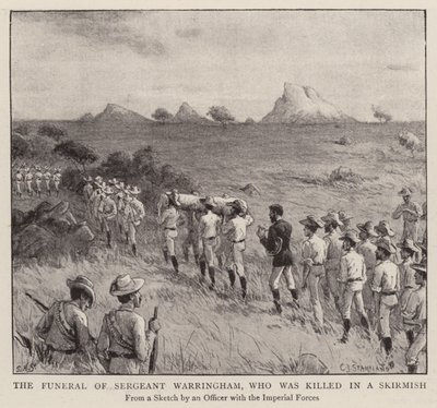 Das Begräbnis von Sergeant Warringham, der in einem Scharmützel getötet wurde von Charles J. (after) Staniland