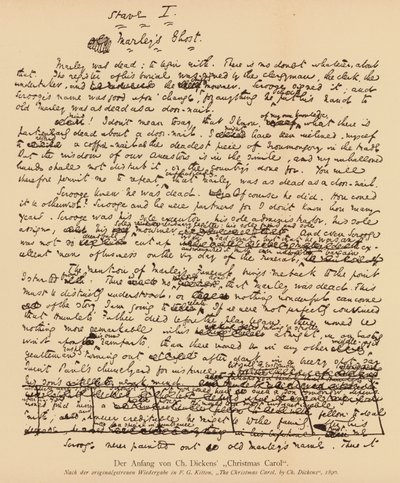 Manuskript von Ein Weihnachtslied von Charles Dickens von Charles John Huffam Dickens