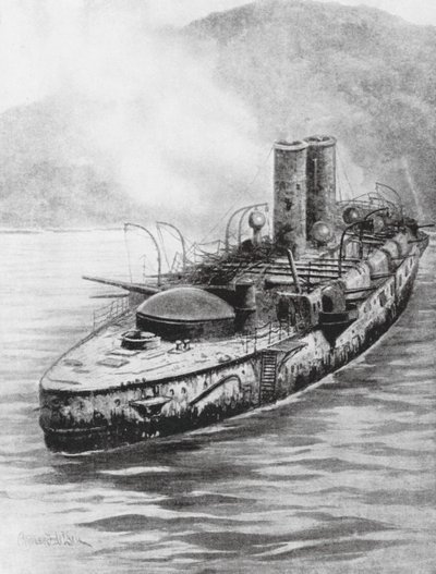 Der spanische Panzerkreuzer Oquendo nach dem Seegefecht 1898 von Charles John de (after) Lacy