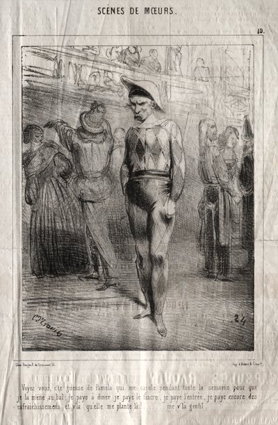 Szenen der Sitten: Sehen Sie, diese Pamela, die mich die ganze Woche über umschmeichelt, damit ich sie zum Ball bringe... von Charles Joseph Traviès de Villers