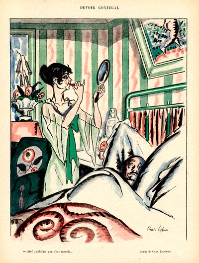Rotes Lachen, satirisch in Farben von Charles Laborde