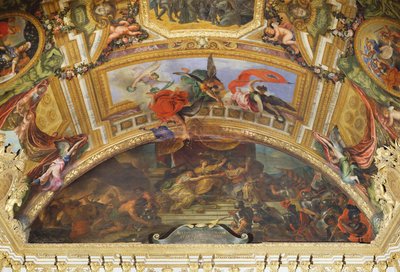 Das Bündnis von Deutschland und Spanien mit Holland, 1672, Deckenmalerei aus der Galerie des Glaces von Charles Le Brun