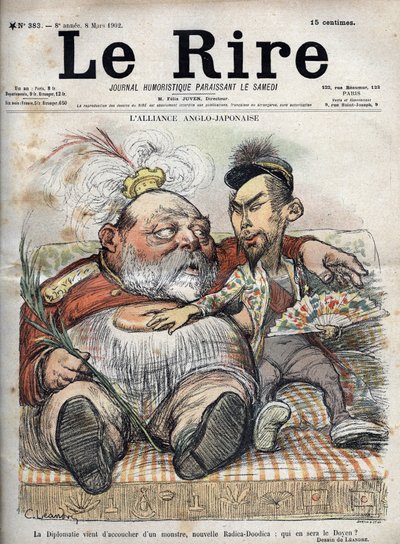 Anglo-Japanische Allianz (1902) Karikatur von Charles LEANDRE für The Laughter von Charles Leandre