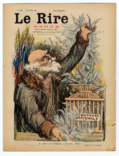 Cover von „Das rote Lachen“, satirisch in Farben von Charles Leandre