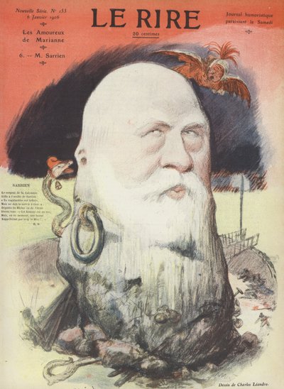 Ferdinand Sarrien, französischer Politiker. Illustration für Le Rire von Charles Leandre