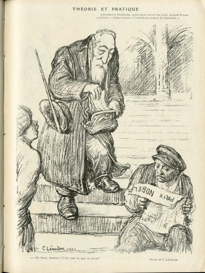 Illustration von Charles Leandre (1862-1934) in Le Rire, 31/12/21 - Theorie und Praxis - Nobelpreis - Lenin, Frankreich Anatole von Charles Leandre