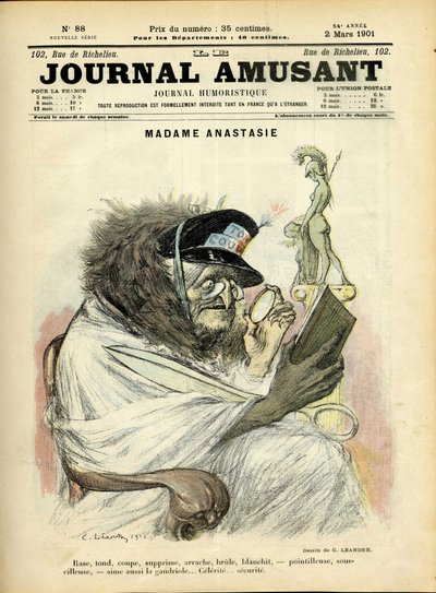 Illustration von Charles Léandre (1862-1934) für das Titelblatt von Le Journal Fun von Charles Leandre