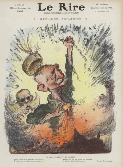 König Peter I. von Serbien. Illustration für Le Rire von Charles Leandre