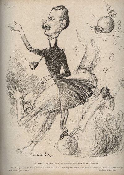Mr. Paul Deschanel, der neue Präsident der Kammer - Karikatur von Charles Leandre (1862-1934) in „Le Rire“ 1898 von Charles Leandre