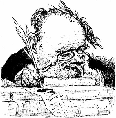 Porträt von Emile Zola beim Schreiben, Bild in Le Rire von Charles Leandre