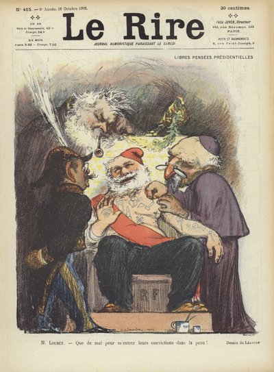 Präsident Loubet von Frankreich wird tätowiert. Illustration für Le Rire von Charles Leandre