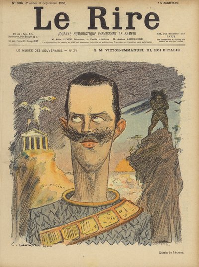 Viktor Emanuel III., König von Italien, Illustration für Le Rire von Charles Leandre