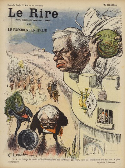 Besuch von Präsident Loubet von Frankreich in Italien. Illustration für Le Rire von Charles Leandre