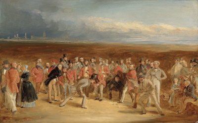 Die fertige Skizze für Die Golfer: Ein großes Match gespielt auf den St. Andrews Links von Sir David Baird, Bt. und Sir Ralph Anstruther, Bt. von Balcaskie, gegen Major Playfair und John Campbell, Esq., von Glensaddell, im Jahr 1850 von Charles Lees