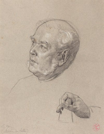 Kopf und Hand eines Mannes, der Würfel wirft von Charles Louis Lucien Muller