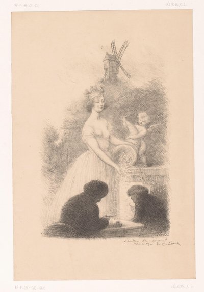 Gekrönte Frau und Putto mit Füllhorn von Charles Lucien Leandre
