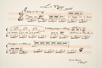 Musikalische Partitur für Le Tango, aus Sports & Divertissements, veröffentlicht 1914 von Charles Martin