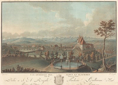 Gesamtansicht der Alpen und Gletscher von Charles Melchior Descourtis