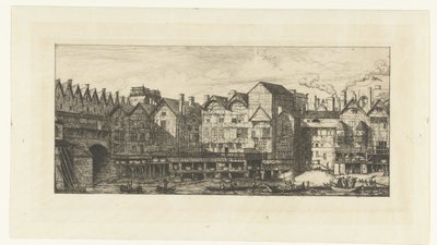 Rückseiten von Häusern mit Pelzarbeitern an der Seine in der Nähe der Pont-au-Change in Paris von Charles Meryon