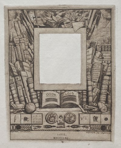 Entwurf für einen Rahmen für das Porträt von Armand Guéraud, 1862 von Charles Meryon