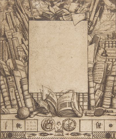 Entwurf für einen Rahmen für das Porträt von Armand Guéraud, 1862 von Charles Meryon