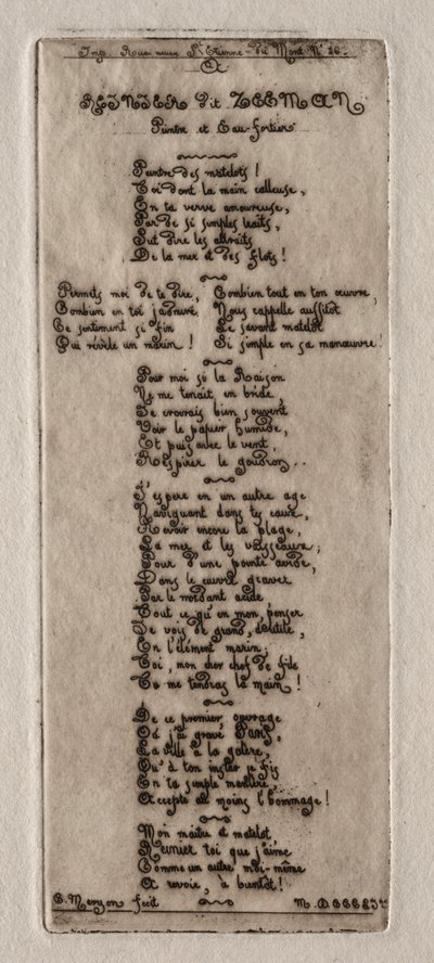 Radierungen von Paris: Widmung an Reynier Nooms, genannt Zeeman von Charles Meryon
