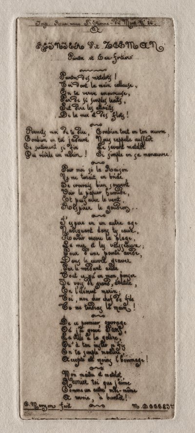 Radierungen von Paris: Widmung an Reynier Nooms, genannt Zeeman, 1854 von Charles Meryon