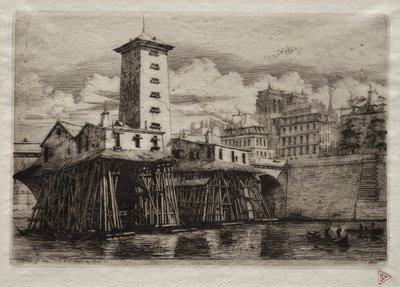 Radierungen von Paris: Die Notre-Dame-Pumpe, 1852 von Charles Meryon