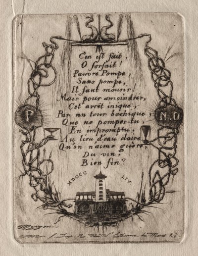 Radierungen von Paris: Die Notre-Dame-Pumpe, kleine Platte von Charles Meryon