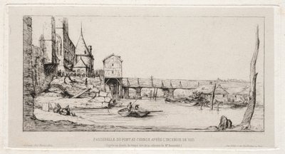 Fußgängerbrücke, die vorübergehend die Exchange-Brücke ersetzt, Paris, nach dem Brand von 1621 von Charles Meryon