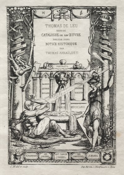 Frontispiz für einen Katalog der Stiche von Thomas de Leu von Charles Meryon