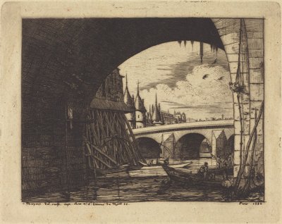 Der Bogen der Pont Notre-Dame, Paris von Charles Meryon
