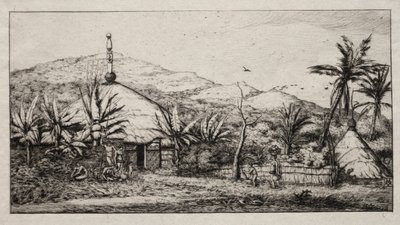 Neukaledonien: Große einheimische Hütte auf der Straße von Balade nach Puebo, 1845 von Charles Meryon